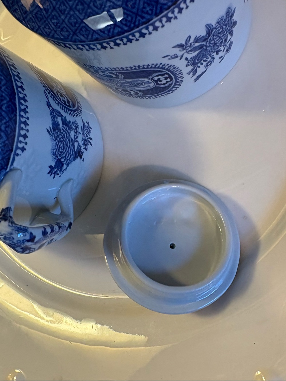 Spode ‘Fitzhugh Blue’ creamer and sugar with lid - Picture 8 of 15